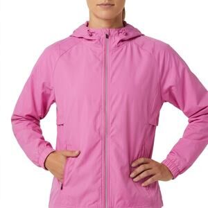 ASICS Pink Hooded Mesh Zip Pockets Windbreaker Reflective Jacket sz L NEW No Tag
